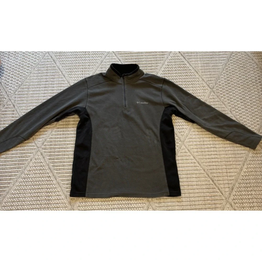 Columbia 2 Tone Gray Long Sleeve 1/4 Zip Fleece‎ Pullover Sweatshirt Mens Size M